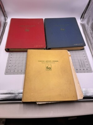 1960 FA Famous Artists Panting Course Binders + Graphic Design 3 Books FAIR COND