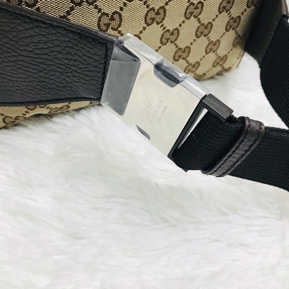 Gucci GG Beige Canvas Brown Leather Waist Belt Bag 449174 NWT