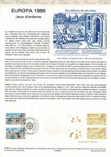 1989 FRANCE NOTICE 1er JOUR N°2584 & 2585 EUROPA 1989 JEUX D ENFANTS