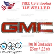 GMC Rear Tailgate Trunk Emblem for Sierra Yukon Canyon Terrain (Red Chrome)