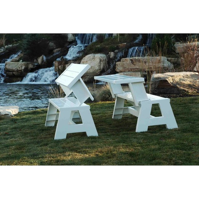 Convert-A-Bench Plastic Folding Picnic Table Bench, Multiple Colors | eBay