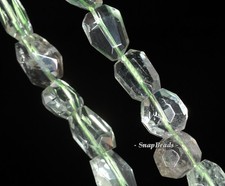 17X11-11X8MM GREEN AMETHYST GEMSTONE FACETED NUGGET LOOSE BEADS 7.5inch