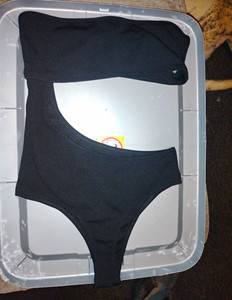 SHEIN Women’s Black Solid One-Piece  Swimsuit, Size L Regular