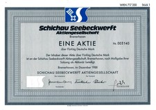 Schichau Seebeckwerft AG Bremerhaven 1988 (1 Aktie - 50 DM) + Coupons