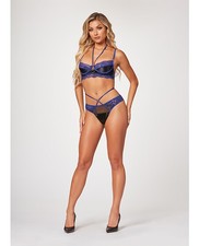 Bra Set Lace Halter Adjustable Seven 'til Midnight Blue Stretch Lingerie