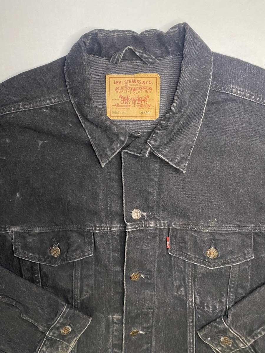 Vintage Levi's 70507-4159 Black Denim Trucker Jacket XL USA Made