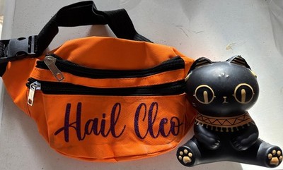 Krewe Of Cleopatra  Hail Cleo  Orange Vtg Fannypack Bag & Squishy Cat Never Used