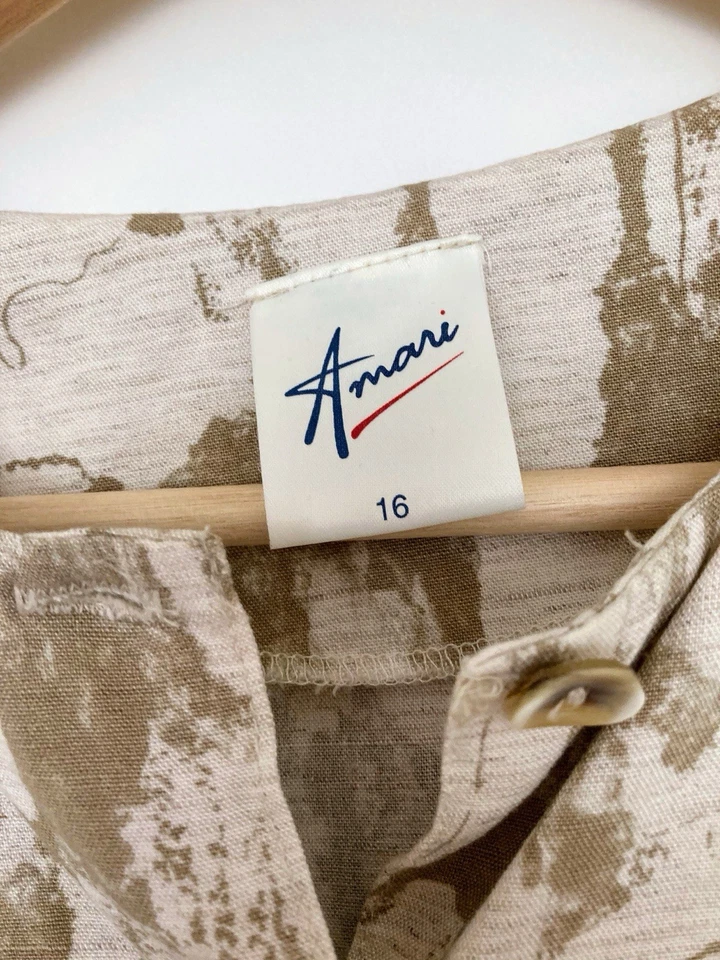 Littlewoods Amari Beige Mix Round Neck Viscose & Linen Blouse Size 16 - Image 4 of 4