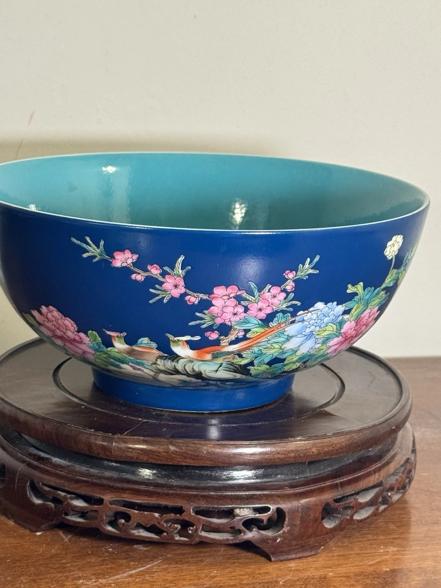 蓝色陶瓷中国古董碗| eBay