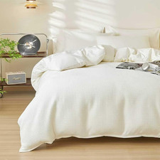 Cotton Duvet Cover King,100 Cotton Waffle Weave White Duvet Covers King Size,Lu