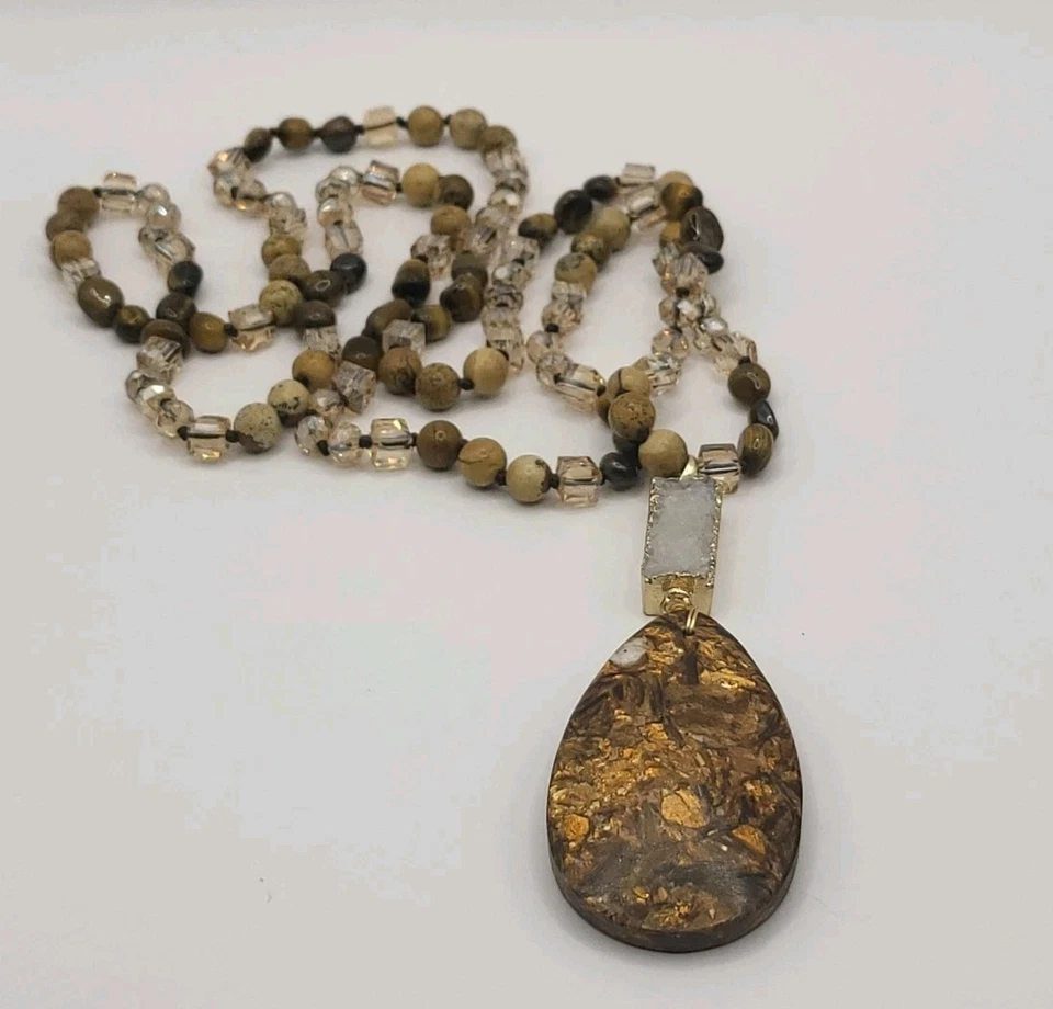 波西米亚项链天然石珠时尚珠宝全新免运费 — 第 2/2 张图片