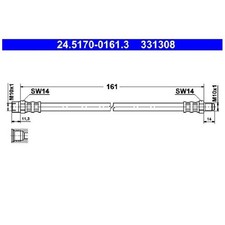 2x Bremsschlauch hinten für Audi B3 8G7 Seat Cordoba 6K1 6K5 Ibiza 2 24291643