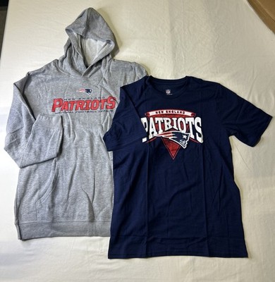 New England Patriots Football Grey Hoodie & Navy Shirt Combo Youth Small NWT E3