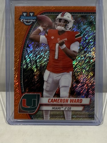 #1 Draft Pick 2024 Bowman Chrome U Cam Ward QB #38 Orange Shimmer 12/25