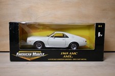 1969 AMC AMX ERTL American Muscle 1:18 Die Cast Model White w/ Blue Stripes
