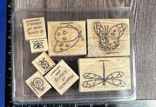 Stampin Up Retired Wood rubber stamp set, WINGED THINGS