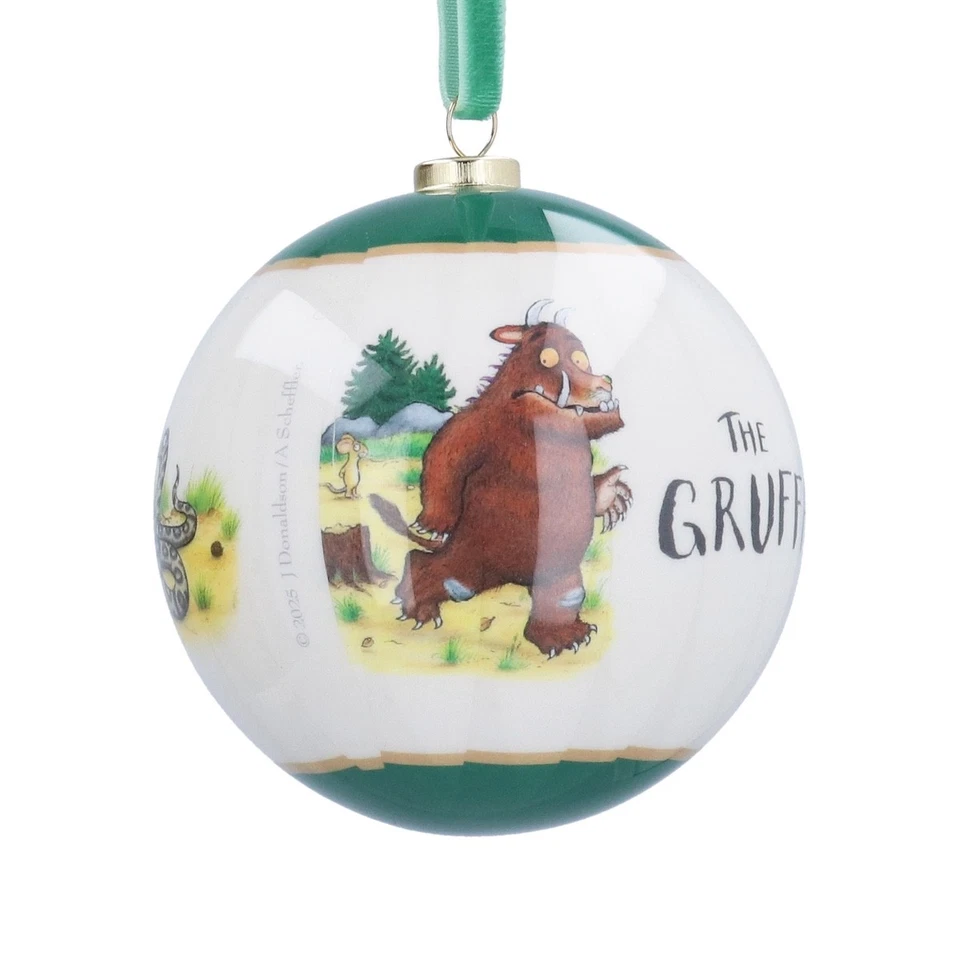 Gisela Graham The Gruffalo Christmas Tree Bauble with Green Velvet Hanging Twine