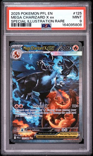 2025 POKEMON PFL EN-PHANTASMAL FLAMES #125 MEGA CHARIZARD X EX PSA 9