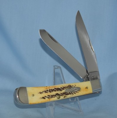 RARE CASE XX BONE STAG LARGE TRAPPER KNIFE 6.5254 3 DOT 2017 ''NEAR MINT!!
