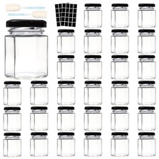 3 OZ Mini Hexagon Glass Jars, 30 Pack Empty Honey Jars Small Spice Jars