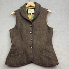 JOULES Waistcoat UK 12 EDINA Vest Wool Tweed Gilet Herringbone Riding Hunt