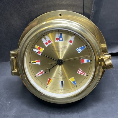 Wempe Bullauge Messing vergoldet mit Flagge - Motiv von Corum Uhr (Regatta Serie