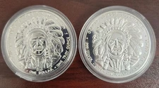 two 1 Oz Silver Buffalo Round .999 Fine Indian Sovereign Nation
