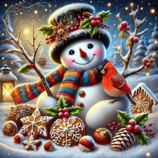 Christmas Diamond Painting Kits for Adults,Snowman and Cardinals Diamond Art KiT
