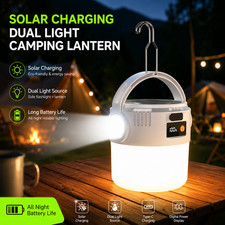 Solar Portable Rechargeable LED Camping Lantern Flashlight Lamp USB Rechargeable