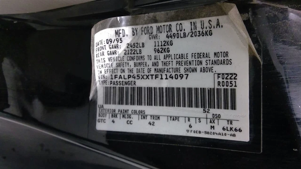 Air Bag Driver Excluding Cobra Fits 95-97 MUSTANG 1711961 Foto 4 de 4