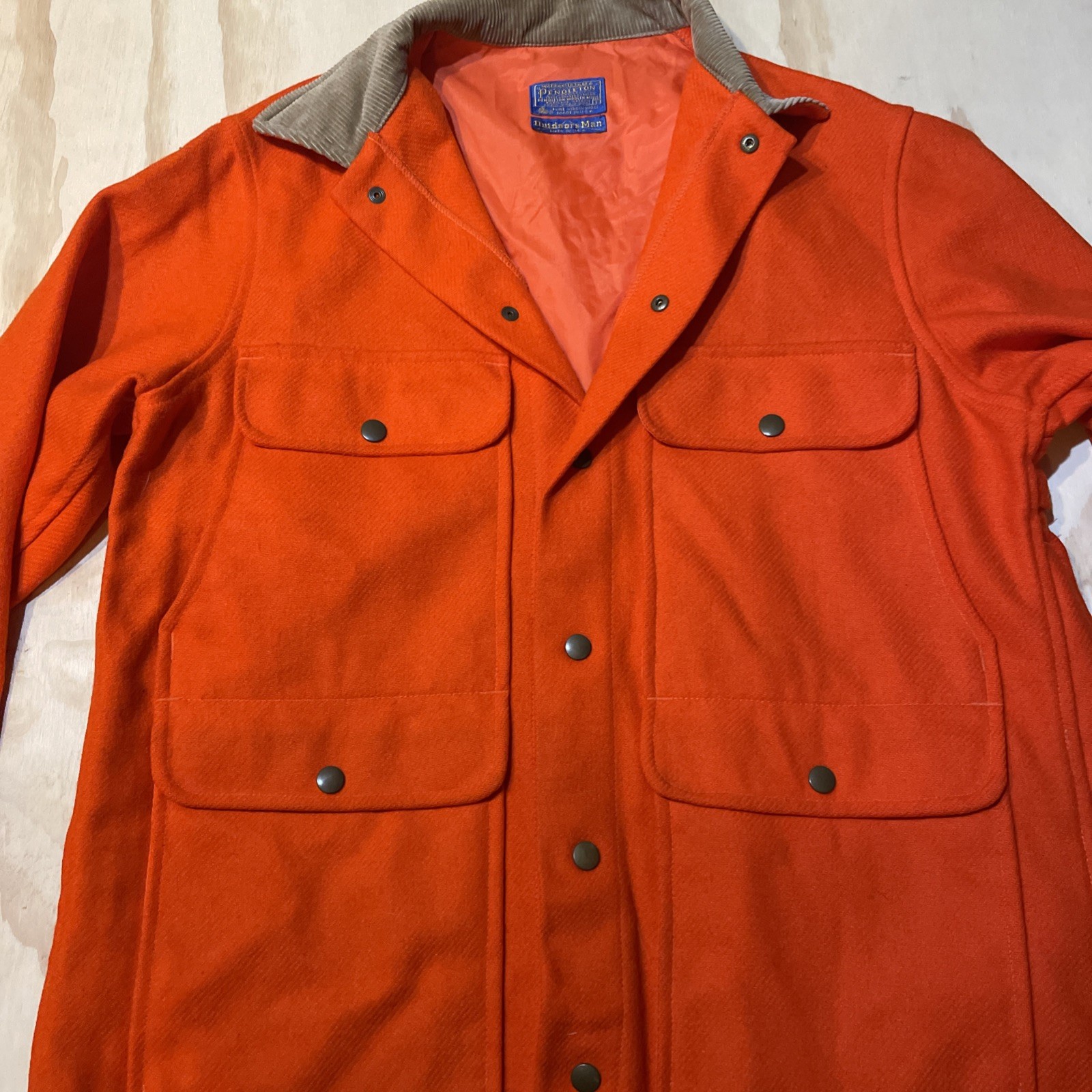 Vintage Pendleton Hunter Orange Wool Hunting Coat… - image 1