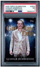 2025 Topps Celebrations Gunnar Henderson Game Day Drip Gold  /50 GD-20 PSA 7