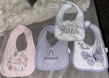 Baby Girl Bibs 4 Pack Pink Purple Butterfly Flowers Rainbow