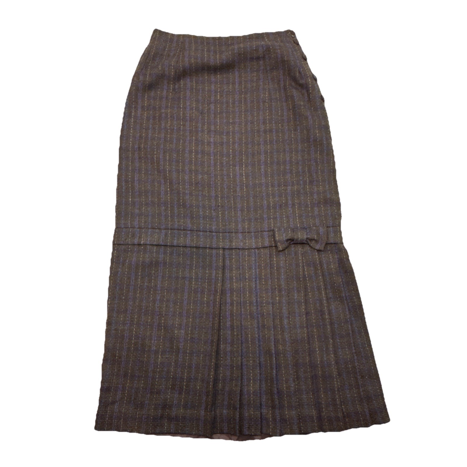 Cullinane Women Wool Skirt Size 6 Brown Plaid Made in Italy Vintage