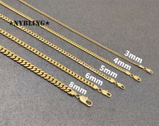 Miami Cuban Curb Link Chain Necklace Gold Plated Stainless Steel Never Fades