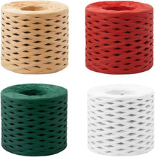 Raffia Ribbon Gift Wrapping 4 Rolls Raffia Ribbon String Kraft Packing Paper Twi