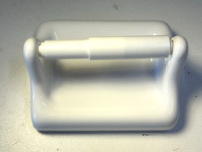 NEW White Ceramic TP Toilet Paper Holder Thinset Mount Mid Century Modern