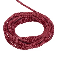 Twisted Cord Trim, 5 Yard 5mm 3-Ply Twine Braided Rope Thread,Claret