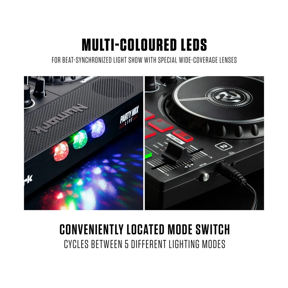 Numark Party Mix Live + HF125 - Controlador DJ/Adultos y Niños DJ Set con DJ Li... Foto 4 de 4