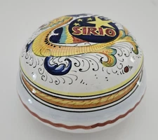 Sambuco Deruta Made in Italy Italian Handpainted Dragon Trinket Box Sirio