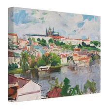 Prague Castle Painting Canvas Print Czech Cityscape Wall Art Ready to Hang