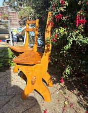 Set of 2 Mid Century Wooden Dining Chairs Brown Medium Wood Varnished