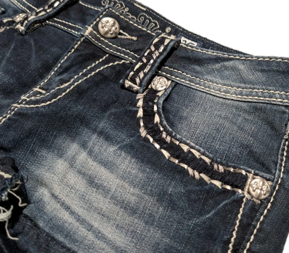 Pantalones Cortos Miss Me Para Mujer 25 Azul Envejecido Denim Talla Gruesa Y2K Jean Short  Foto 2 de 4