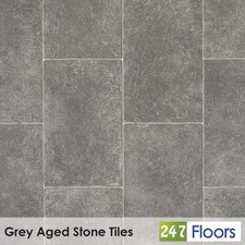 Stone & Tile Effect Vinyl Flooring Feltback Lino Roll 2mm Thick Kitchen Bathroom