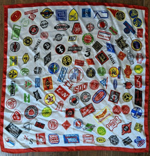 Vintage Scarf Railroad Railway Train Logos 29x29 Square Japan