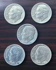 1964 full band Roosevelt Dimes, Lot of 5, 90% Silver - 4 Denvers, 1 Philadelphia