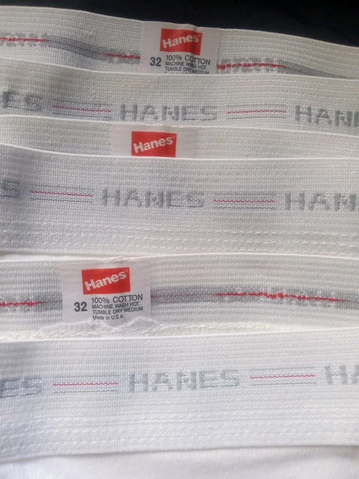 3 calzoncillos blancos vintage Hanes 32" para hombre hechos en EE. UU. ropa interior se adapta a 28" 30" S M Foto 3 de 4