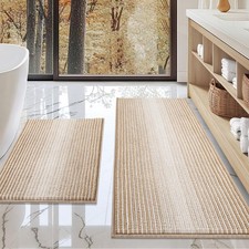 Bathroom Rugs and Mats Sets, 2 Piece Thick Absorbent Chenille Bath Mat Rug Set N