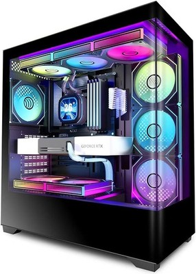 KEDIERS PC Gehäuse Vorinstallierter 7 × 120MM PWM ARGB Lüfter, ATX Mid Tower PC