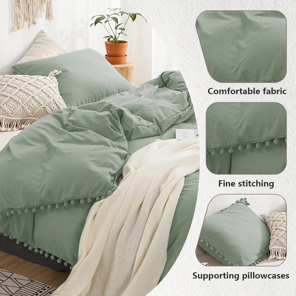 Green Duvet Cover 2/3 Pcs Soft Bedspread Soft Duvet Bedding Sets Twin-King Size - Image 4 of 4